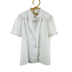 Bonpoint off-white 100% cotton ruffle blouse NWT